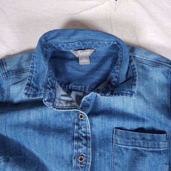 Natural Reflections Denim Shirt Dress Tunic Womens 16 Blue Raw Hem Boho Grunge - Picture 9 of 16